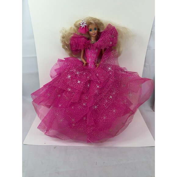 W/ ORIGINAL DRESS Vintage 1990 Happy Holidays Barbie #4098 Hot Pink Ballgown - Picture 2 of 13